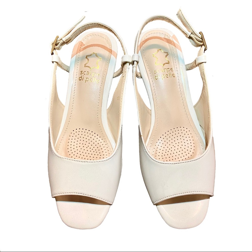White Open Toe Low Heel